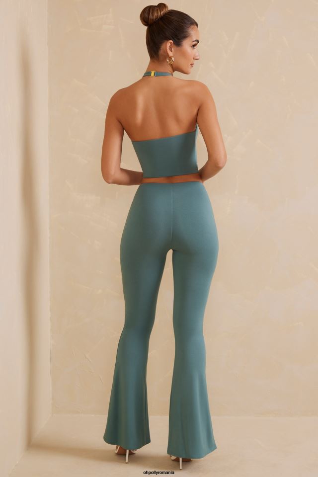 Oh Polly fund femei pantaloni evazați cu talie înaltă olja teal 6PJ0L787