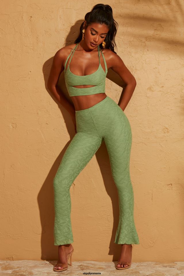 Oh Polly fund femei pantaloni zuni cu dantela la spate verde 6PJ0L817