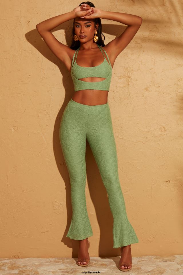 Oh Polly fund femei pantaloni zuni cu dantela la spate verde 6PJ0L817