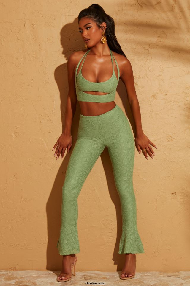 Oh Polly fund femei pantaloni zuni cu dantela la spate verde 6PJ0L817
