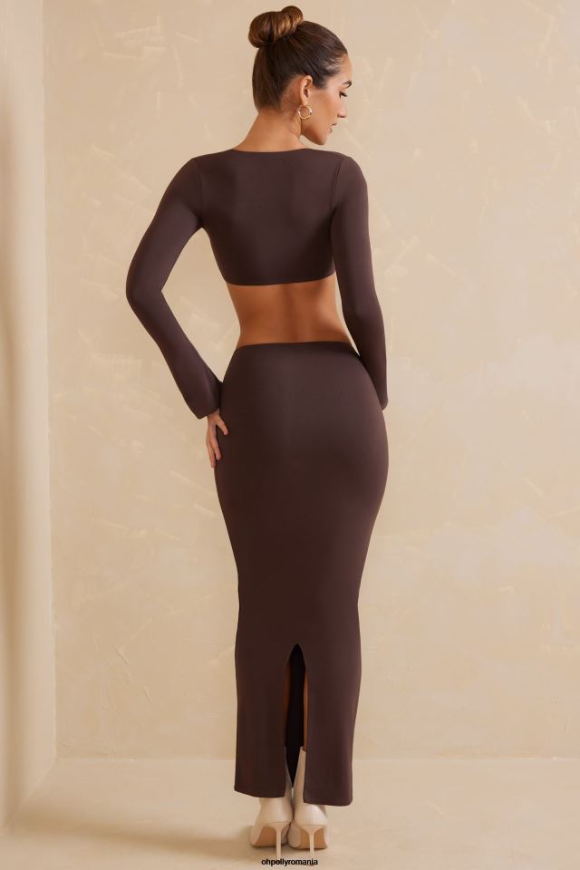 Oh Polly fusta femei fusta maxi bodycon jomana cu talie joasa ciocolată 6PJ0L790