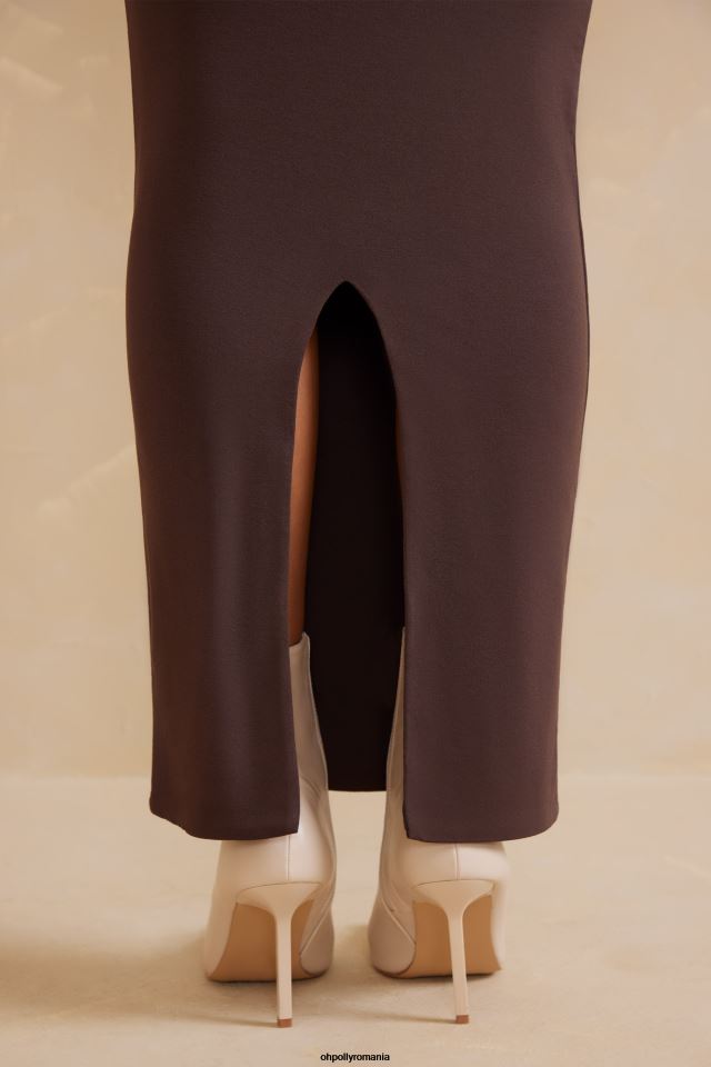 Oh Polly fusta femei fusta maxi bodycon jomana cu talie joasa ciocolată 6PJ0L790