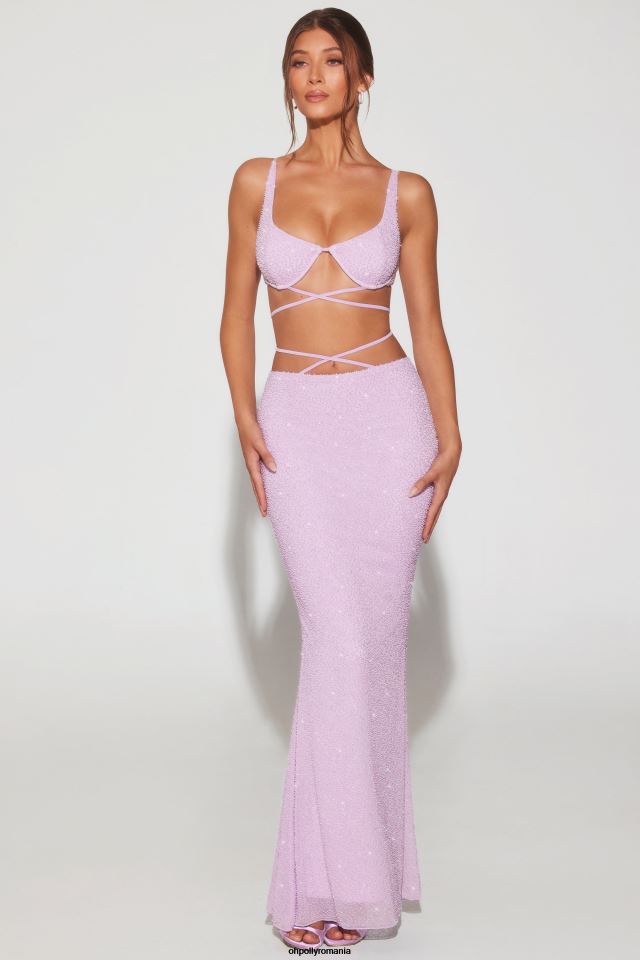 Oh Polly fusta femei fusta maxi cu bretele impodobita sardinia liliac 6PJ0L733