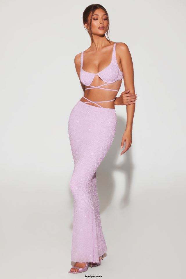 Oh Polly fusta femei fusta maxi cu bretele impodobita sardinia liliac 6PJ0L733