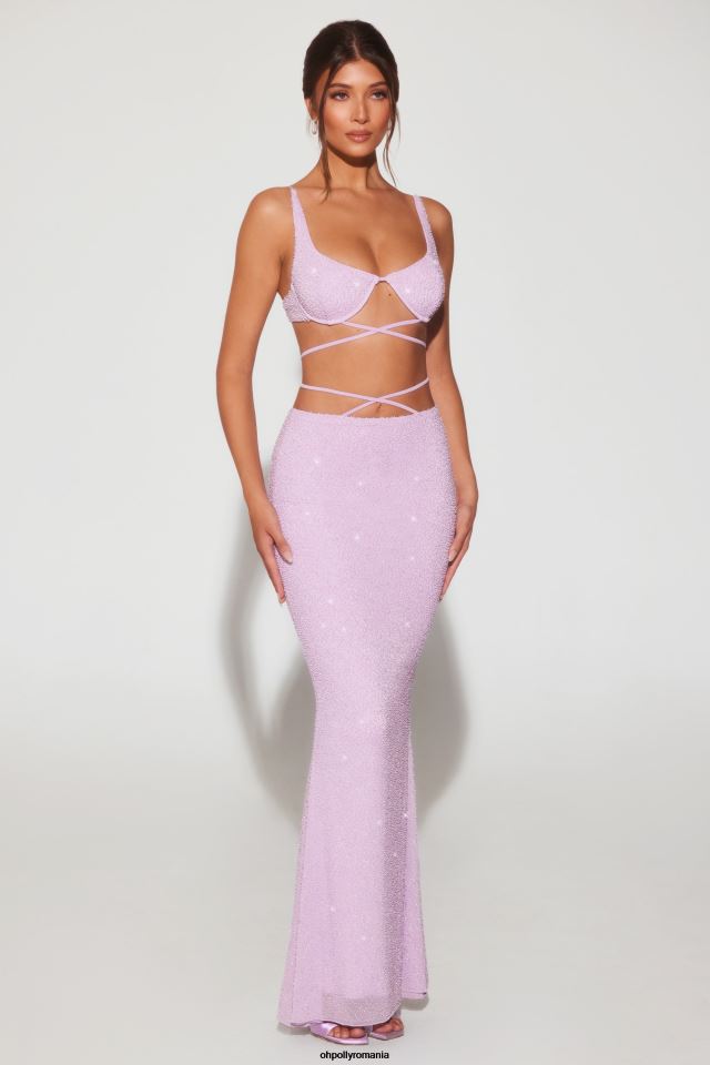 Oh Polly fusta femei fusta maxi cu bretele impodobita sardinia liliac 6PJ0L733