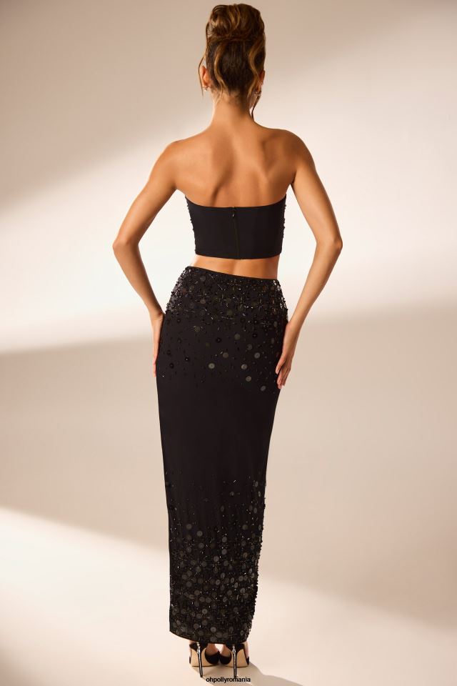 Oh Polly fusta femei fusta maxi impodobita manual merope negru 6PJ0L771
