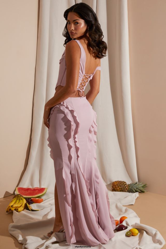 Oh Polly fusta femei fusta maxi lucia cu talie mijlocie cu volane fard de obraz 6PJ0L753