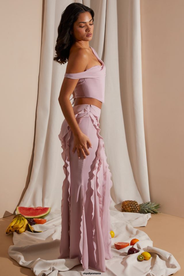 Oh Polly fusta femei fusta maxi lucia cu talie mijlocie cu volane fard de obraz 6PJ0L753