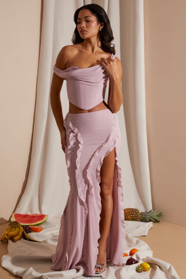 Oh Polly fusta femei fusta maxi lucia cu talie mijlocie cu volane fard de obraz 6PJ0L753