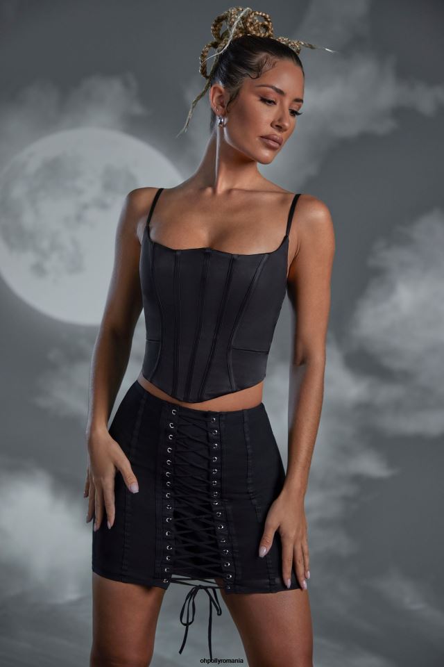 Oh Polly fusta femei fustă mini cu dantelă asra negru 6PJ0L810