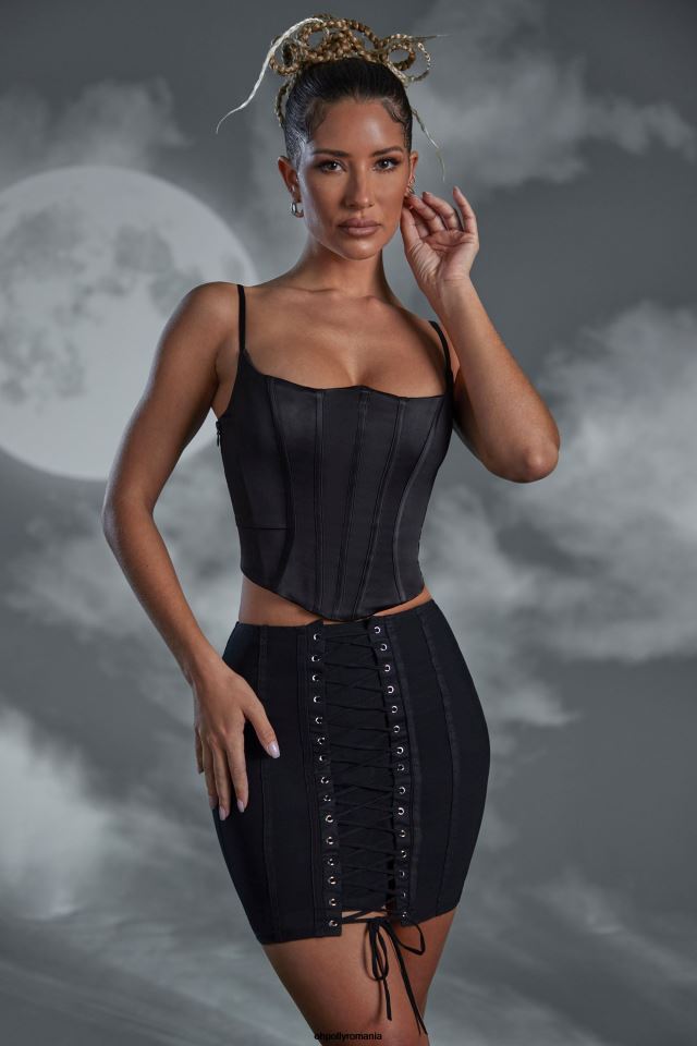 Oh Polly fusta femei fustă mini cu dantelă asra negru 6PJ0L810