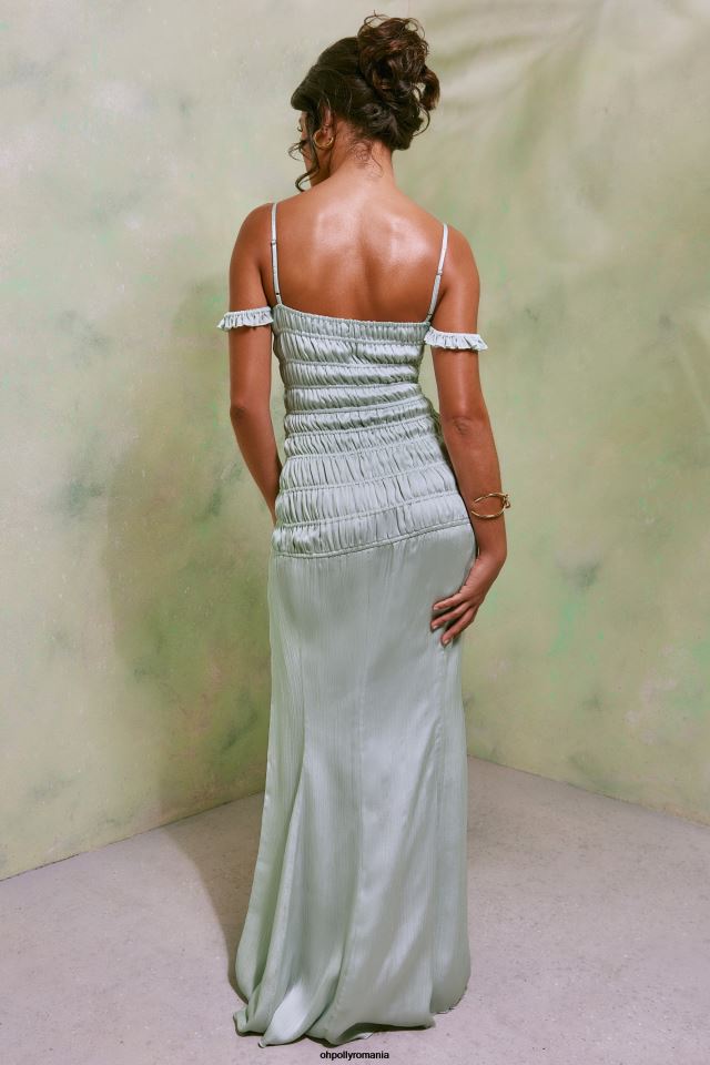 Oh Polly rochie femei Rochie maxi cu fărâmitură înaltă pe coapsă viva verde pastel 6PJ0L41