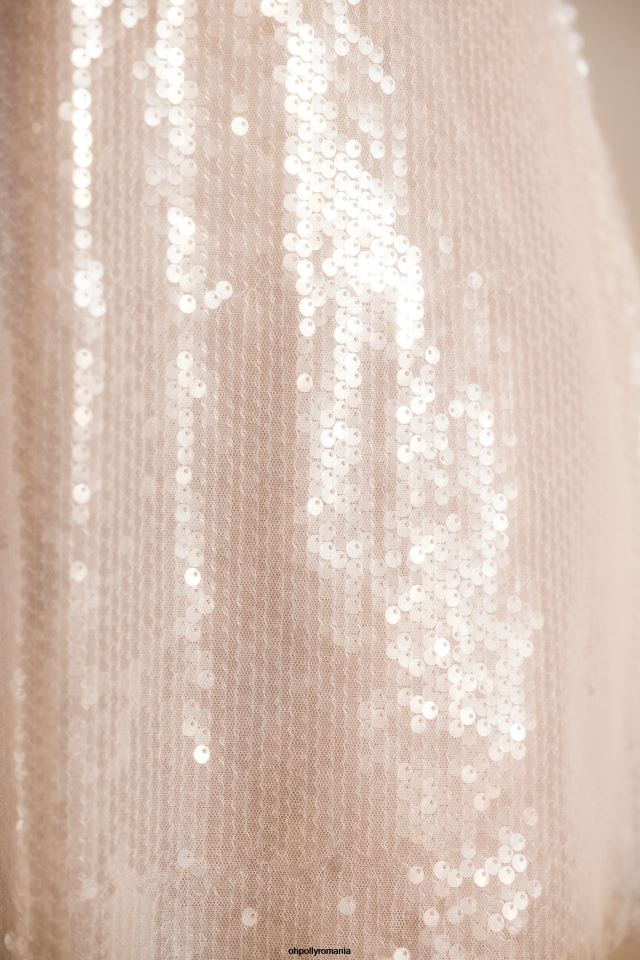 Oh Polly rochie femei rochie de seară cu decolteu în V din paiete transparente marlena alb 6PJ0L2