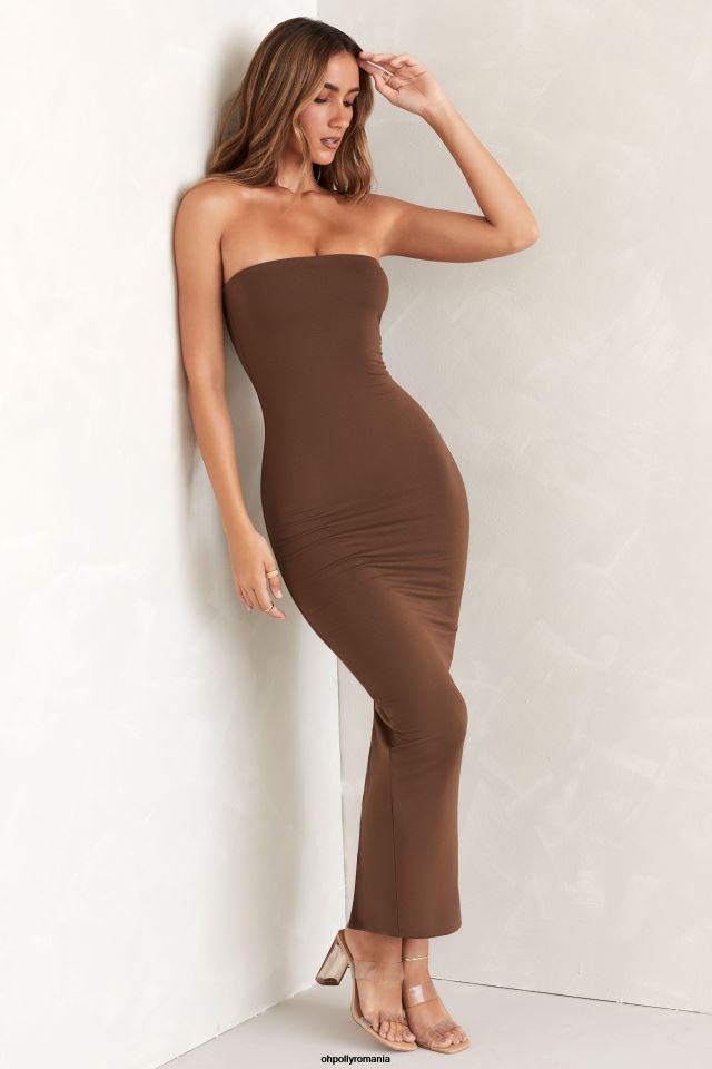 Oh Polly rochie femei rochie maxi bandeau kali maro 6PJ0L296