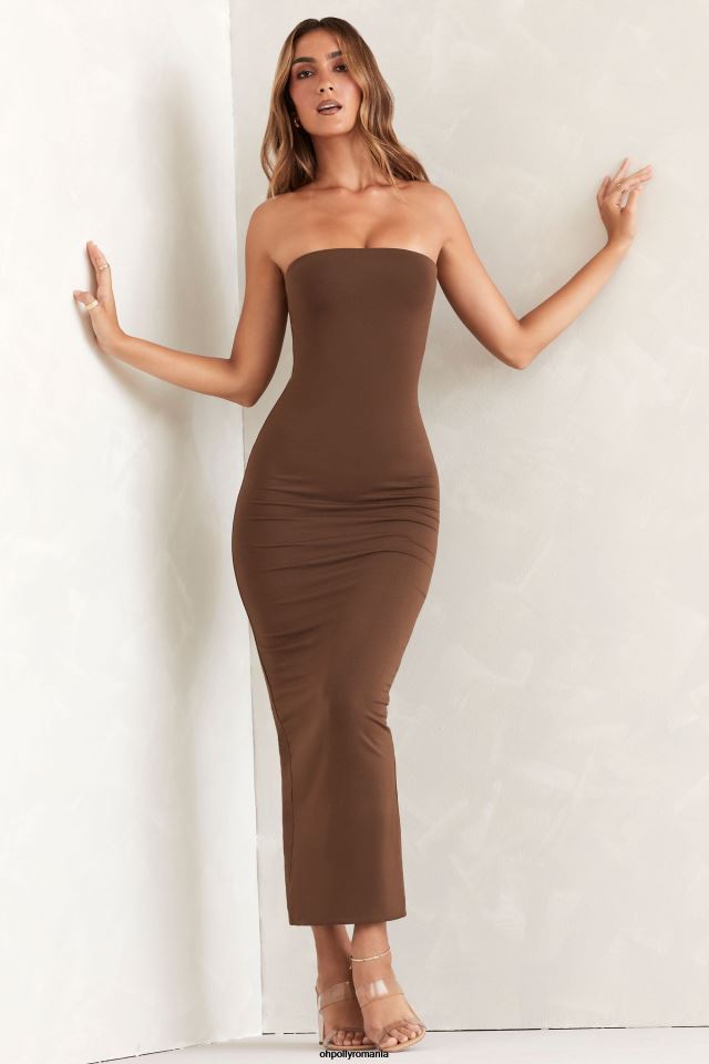 Oh Polly rochie femei rochie maxi bandeau kali maro 6PJ0L296
