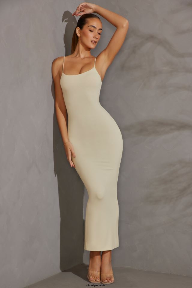 Oh Polly rochie femei rochie maxi cheska cu decolteu deschis fildeş 6PJ0L151