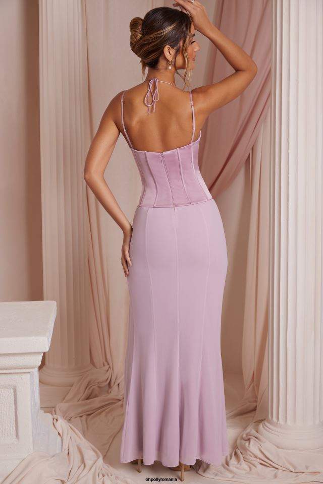 Oh Polly rochie femei rochie maxi corset cu dantela coralie roz praf 6PJ0L251