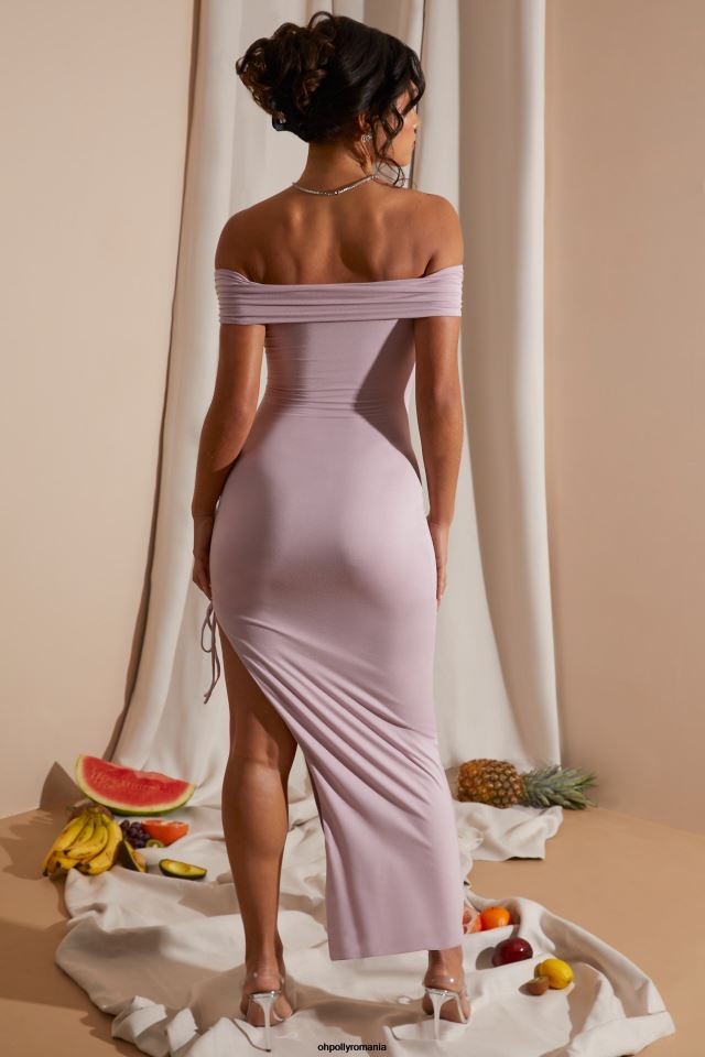 Oh Polly rochie femei rochie maxi cu fante înaltă pe umeri fard de obraz 6PJ0L227