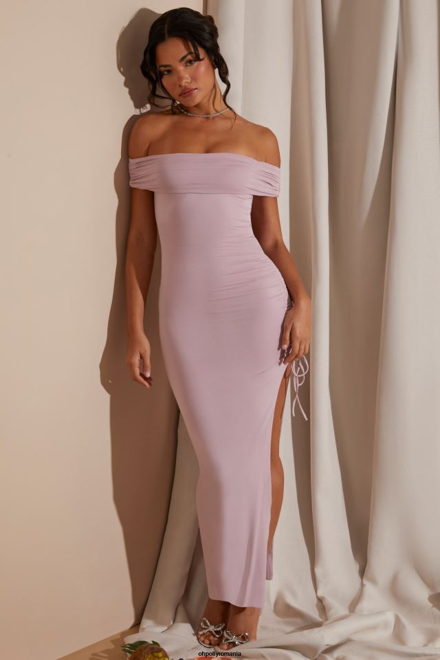 Oh Polly rochie femei rochie maxi cu fante înaltă pe umeri fard de obraz 6PJ0L227