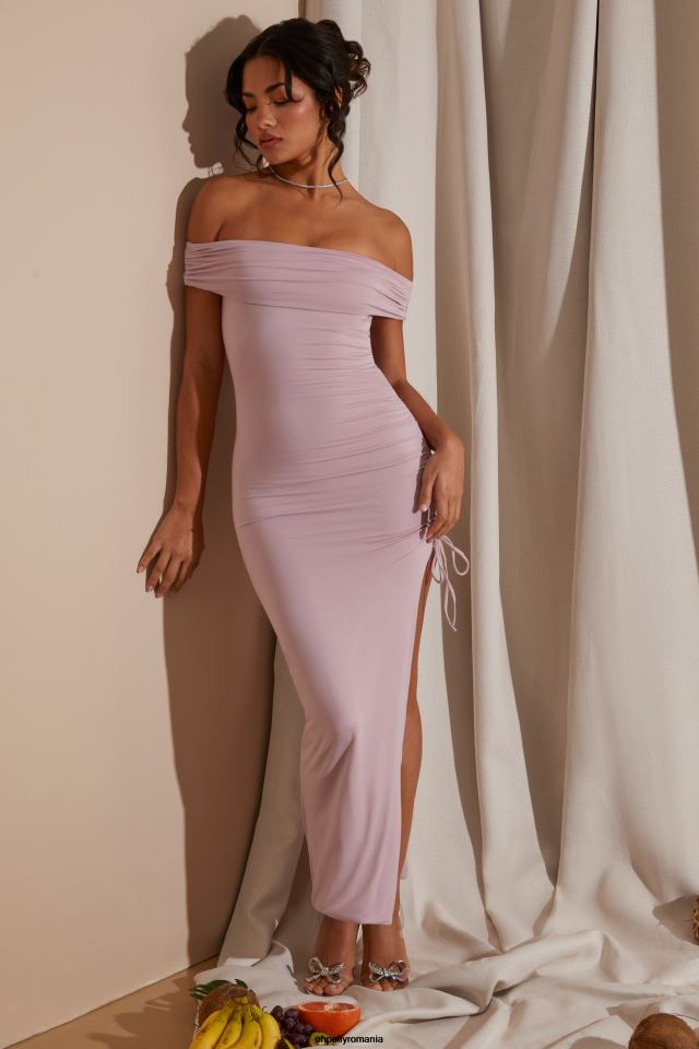 Oh Polly rochie femei rochie maxi cu fante înaltă pe umeri fard de obraz 6PJ0L227