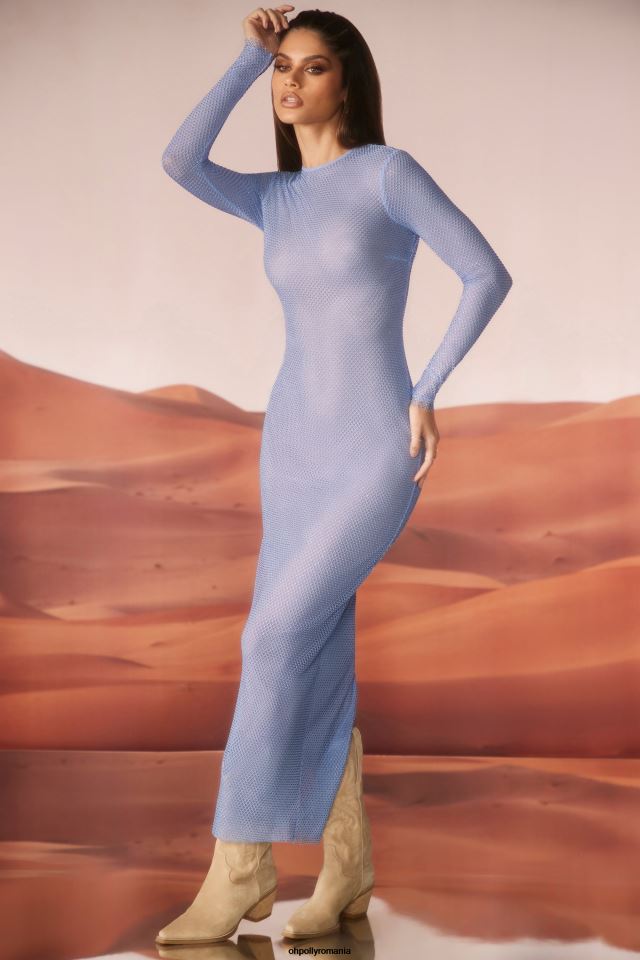 Oh Polly rochie femei rochie maxi cu maneca lunga impodobita cu yasmin albastru 6PJ0L48