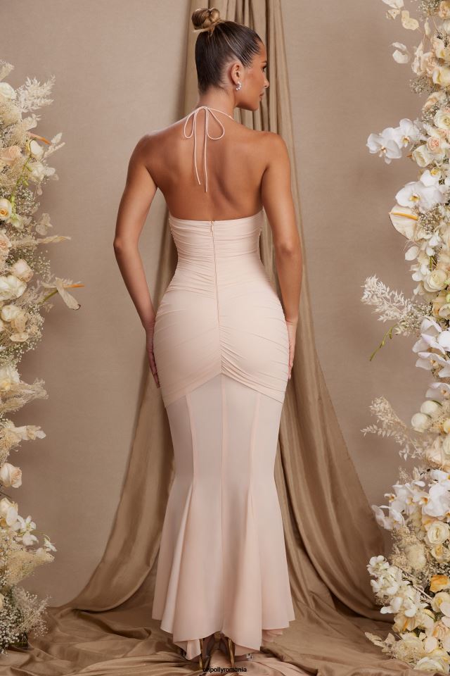 Oh Polly rochie femei rochie maxi decupată etta cu halterneck cremă 6PJ0L93