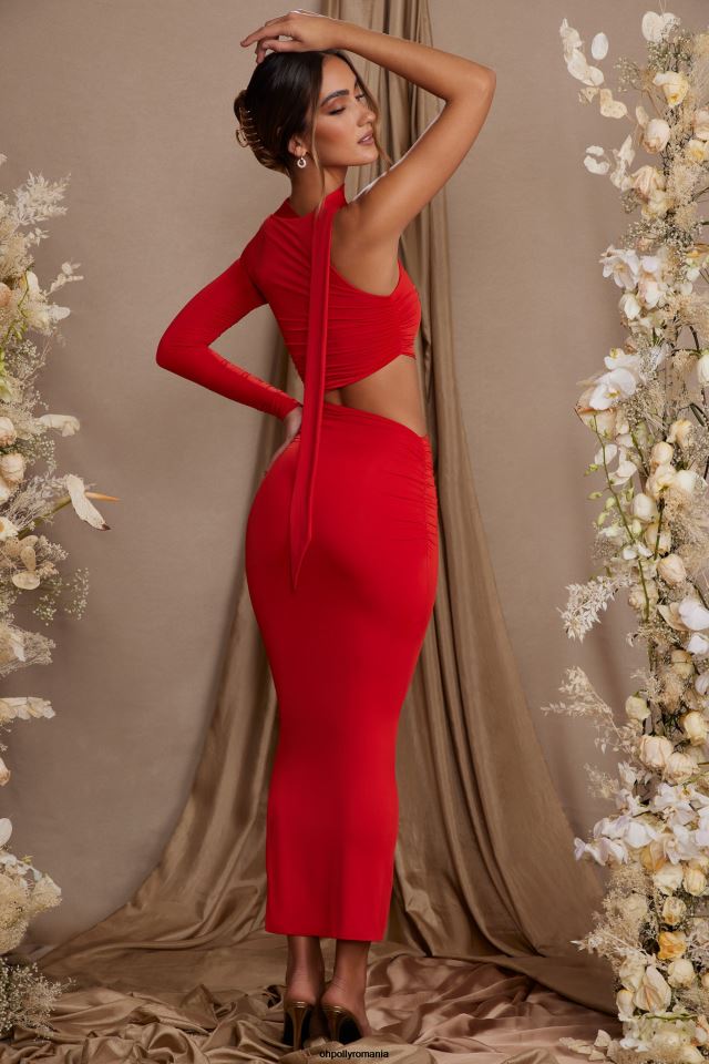 Oh Polly rochie femei rochie maxi decupata cu o singura maneca adoria roșu 6PJ0L94