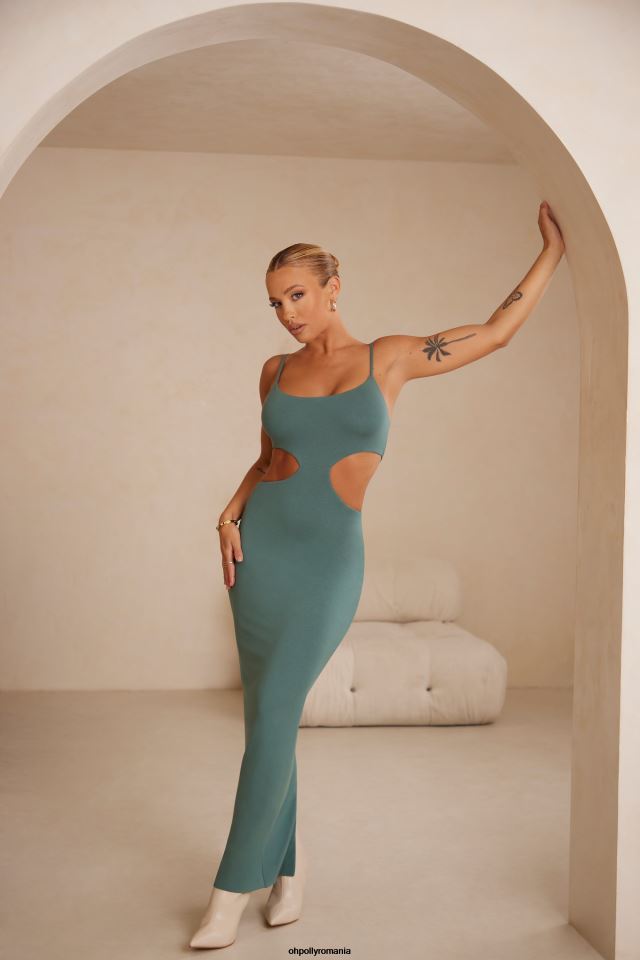 Oh Polly rochie femei rochie maxi decupata leueua teal 6PJ0L81