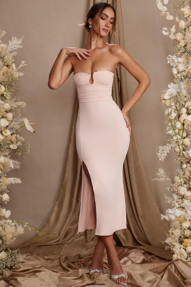 Oh Polly rochie femei rochie maxi dulcinea fara bretele pe coapsa fard de obraz 6PJ0L92