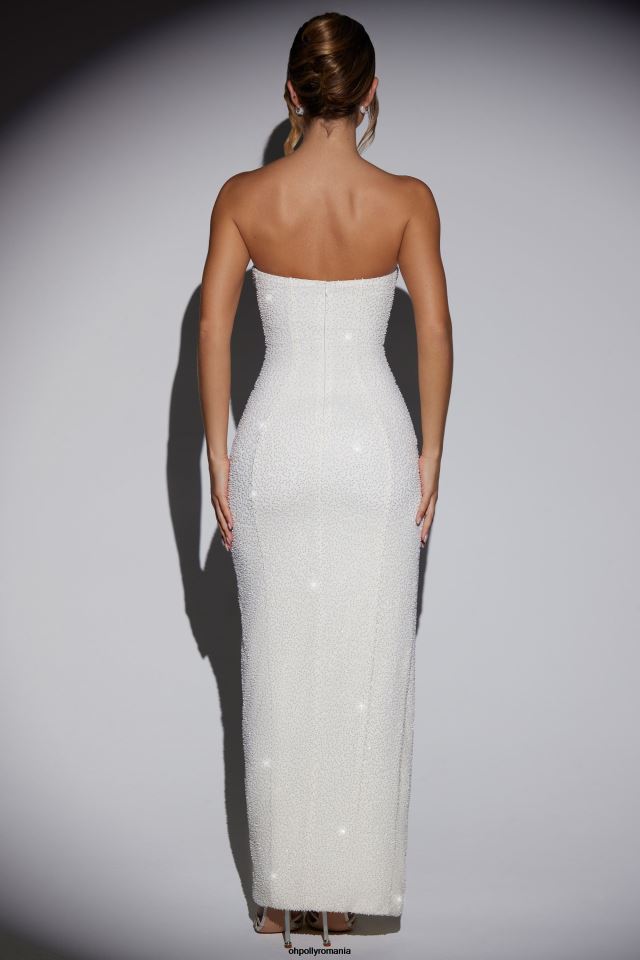 Oh Polly rochie femei rochie maxi la rochette, cu decolteu cu capcană, împodobită cu bandă fildeş 6PJ0L104