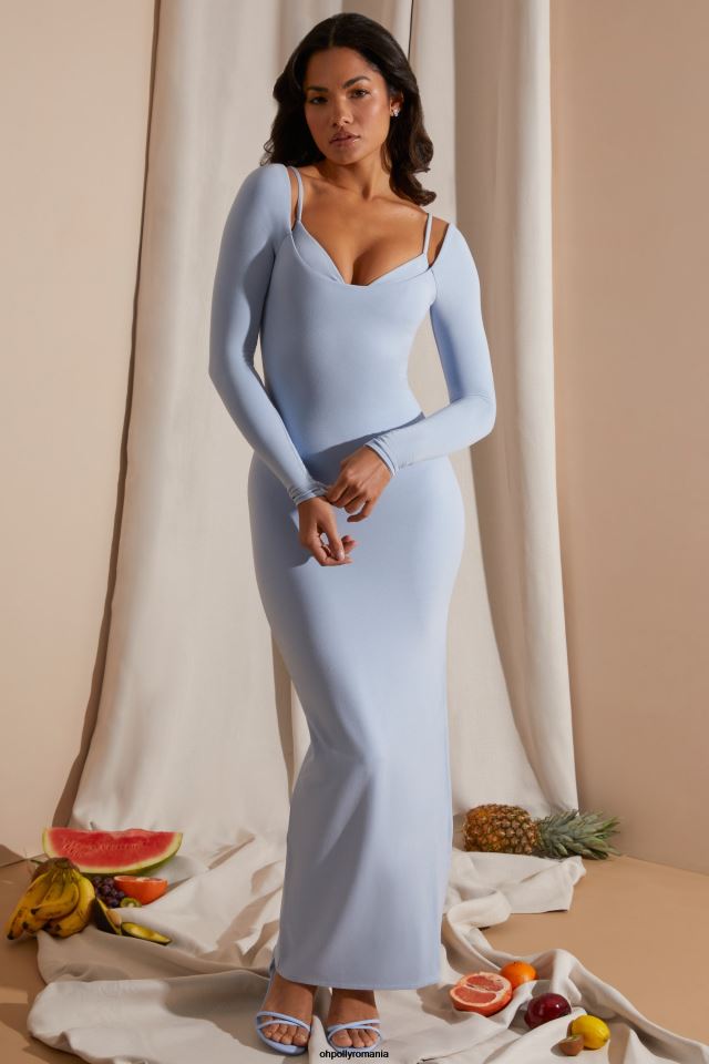 Oh Polly rochie femei rochie maxi sierra cu maneca lunga sutien expus albastru 6PJ0L240