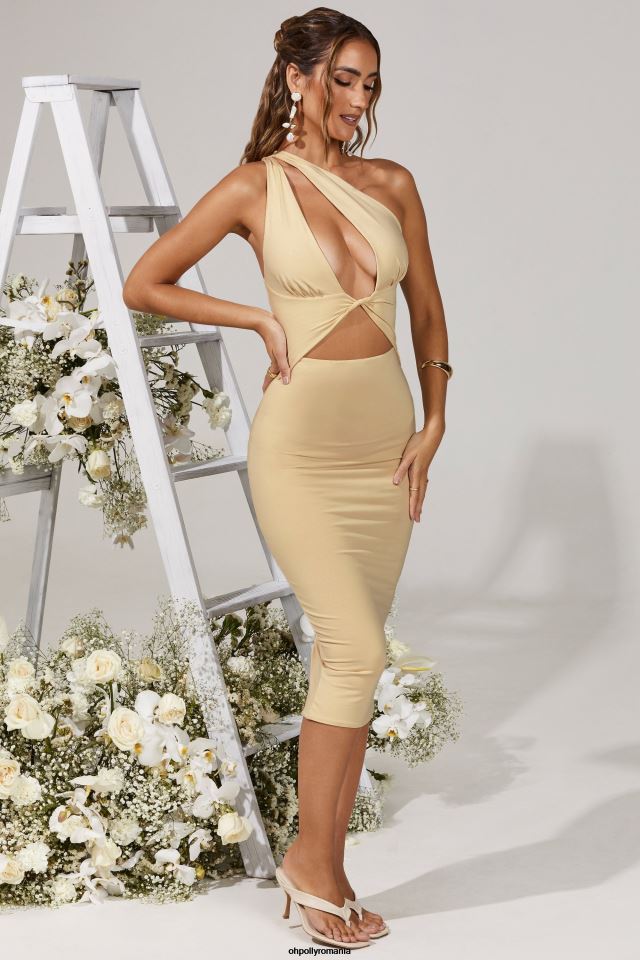 Oh Polly rochie femei rochie midaxi asimetrica himari cremă 6PJ0L347