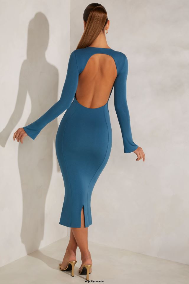 Oh Polly rochie femei rochie midaxi brinkley cu mânecă lungă și spate deschis teal 6PJ0L103