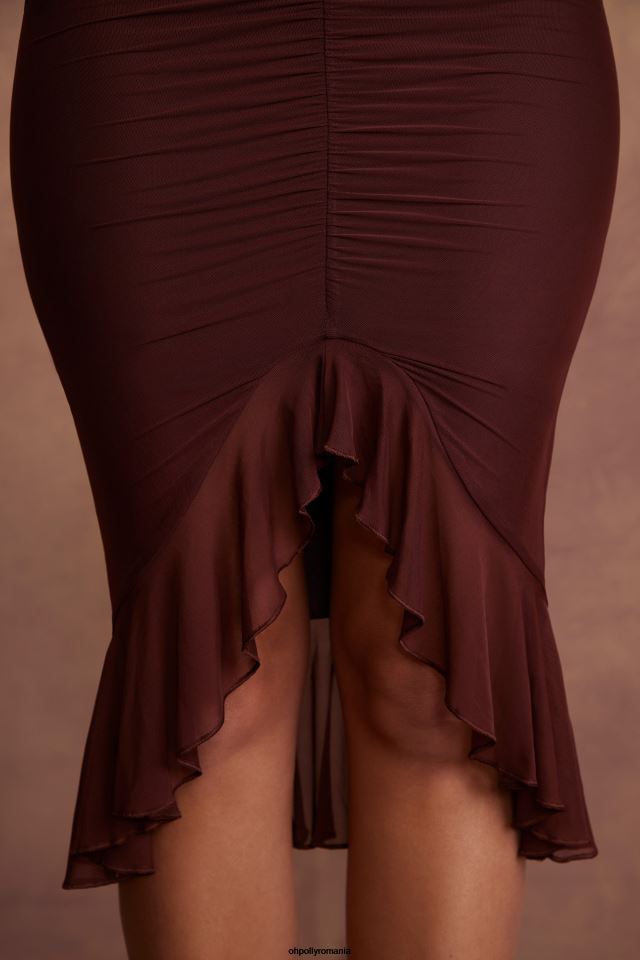 Oh Polly rochie femei rosalia deep plonge midaxi maro 6PJ0L77