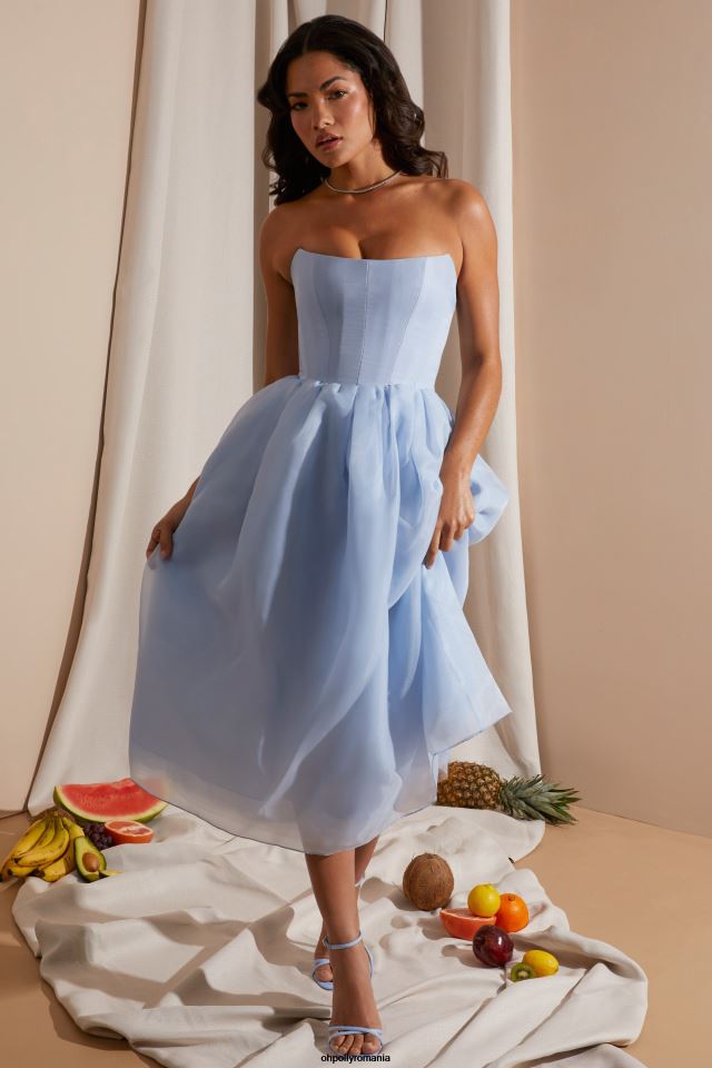 Oh Polly rochie femei rochie midi din tul corset fara bretele marise albastru 6PJ0L238