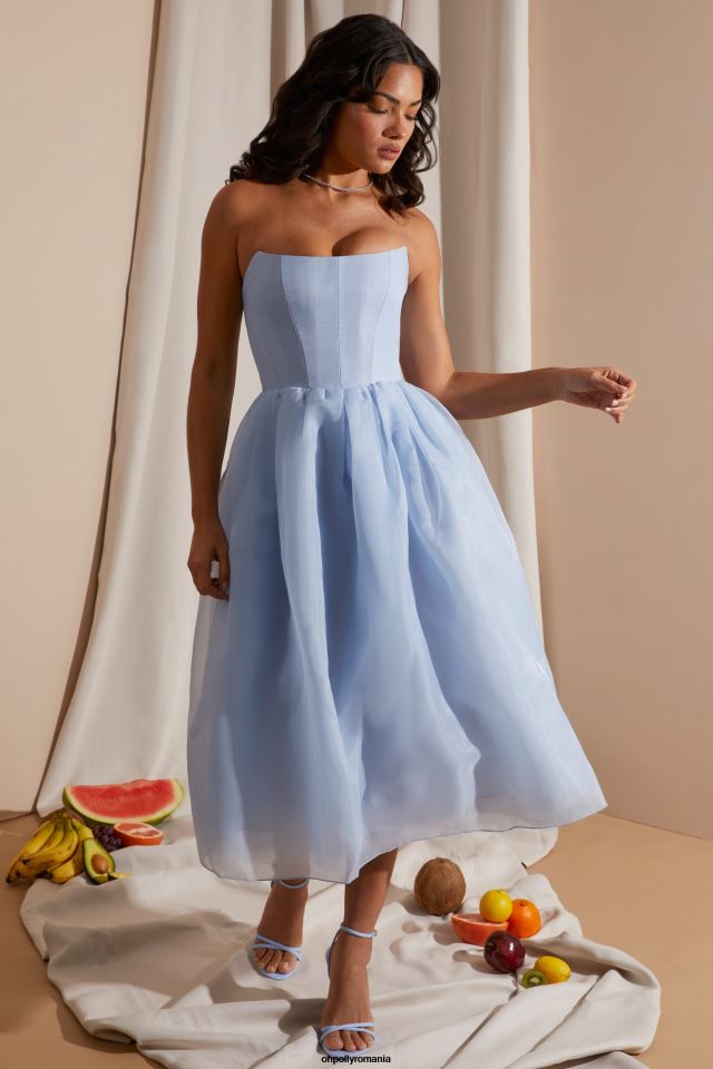 Oh Polly rochie femei rochie midi din tul corset fara bretele marise albastru 6PJ0L238