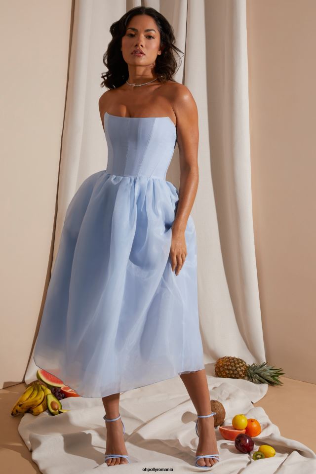 Oh Polly rochie femei rochie midi din tul corset fara bretele marise albastru 6PJ0L238