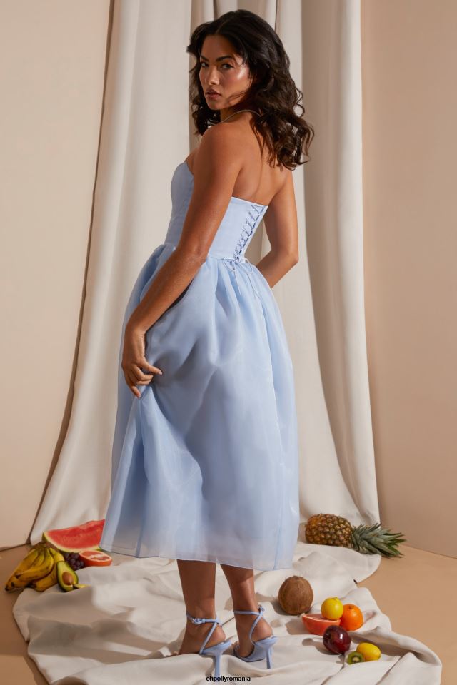 Oh Polly rochie femei rochie midi din tul corset fara bretele marise albastru 6PJ0L238