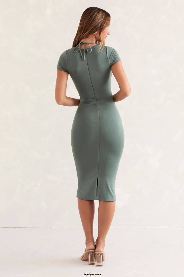 Oh Polly rochie femei rochie midi lynden cu mâneci decupate verde 6PJ0L537