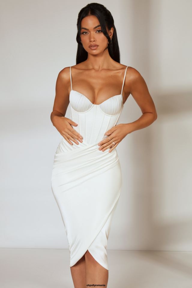 Oh Polly rochie femei tandrețe fustă drapată corset rochie midi fildeş 6PJ0L386