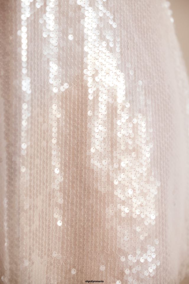 Oh Polly rochie femei Livia rochie mini în formă de linie cu paiete transparente, cu decolteu cu capul alb 6PJ0L1