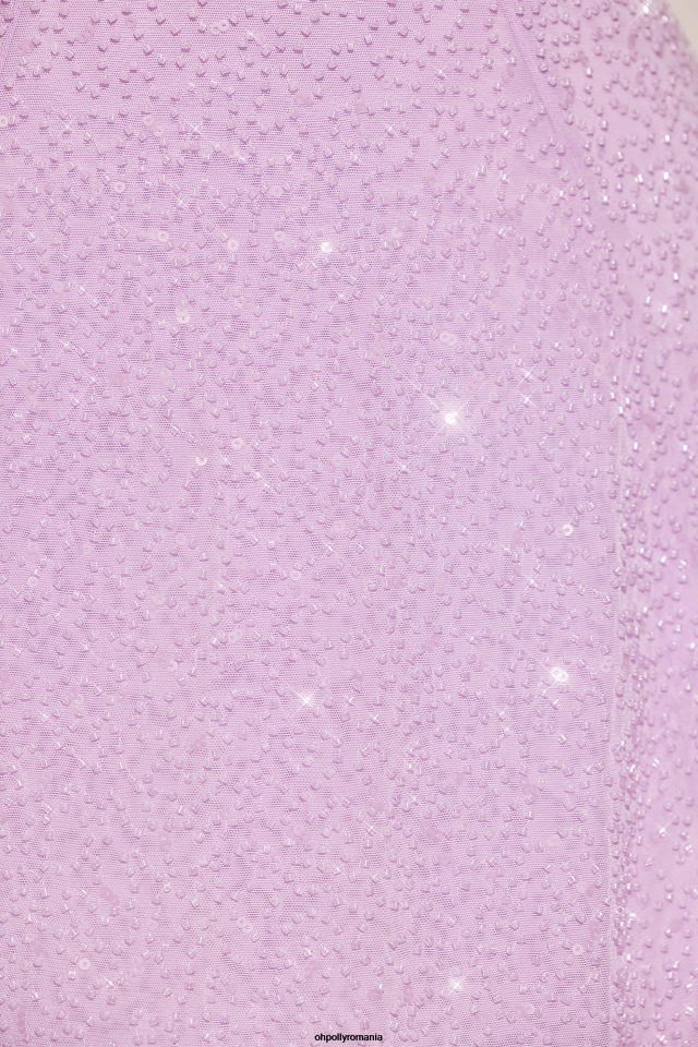 Oh Polly rochie femei Rochie mini cu decolteu asimetric impodobit Sorrento liliac 6PJ0L8