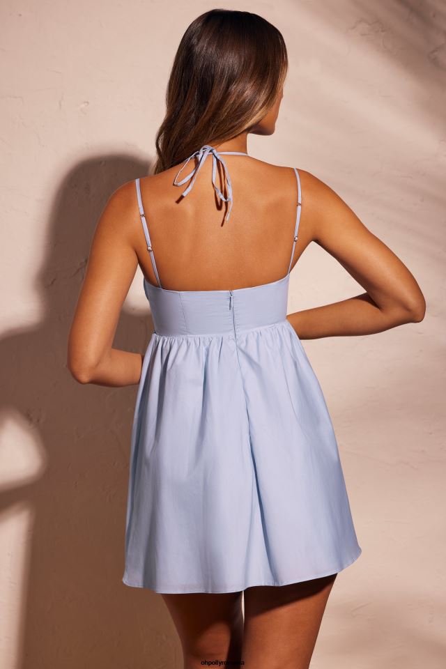 Oh Polly rochie femei Rochie mini de bumbac cu volanat tilde gri cerul 6PJ0L38