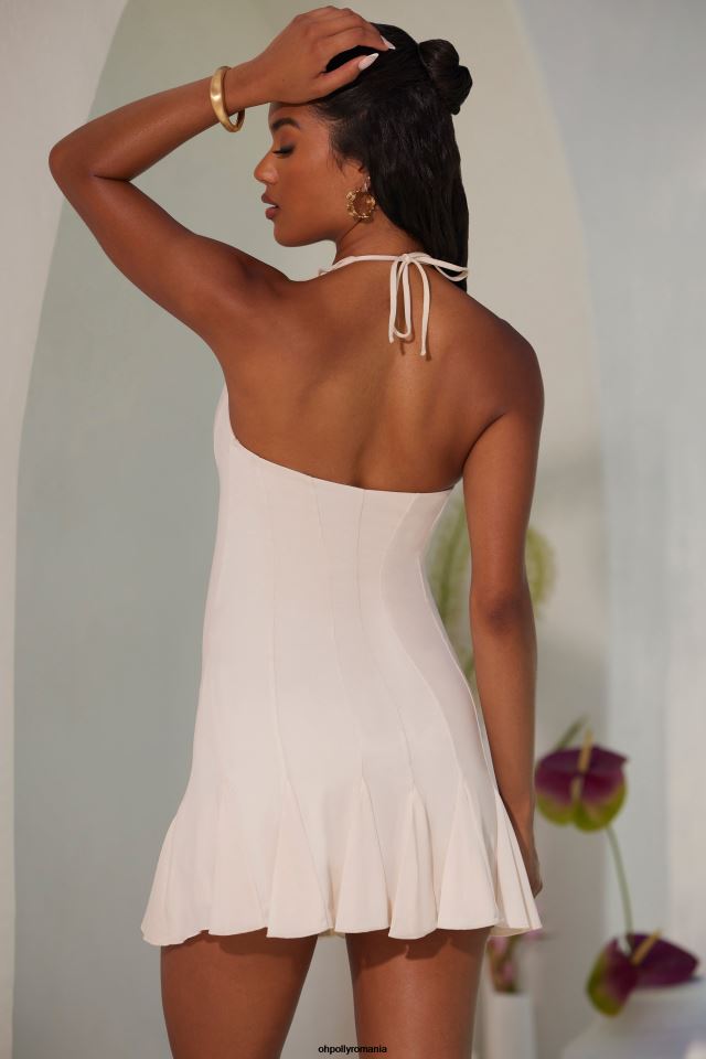 Oh Polly rochie femei Sienna rochie mini cu volane cu gât cu halter fildeş 6PJ0L19