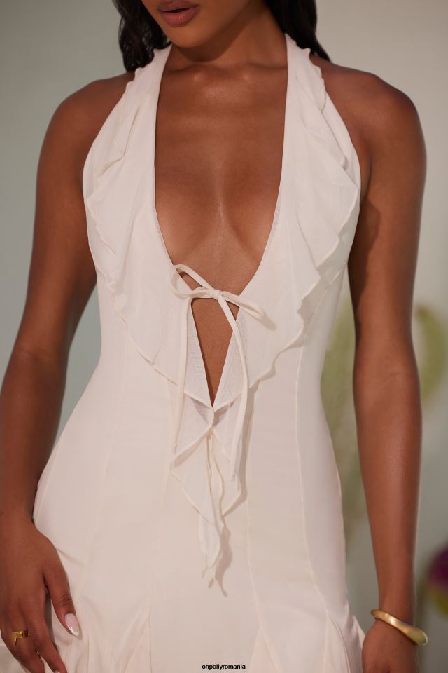 Oh Polly rochie femei Sienna rochie mini cu volane cu gât cu halter fildeş 6PJ0L19