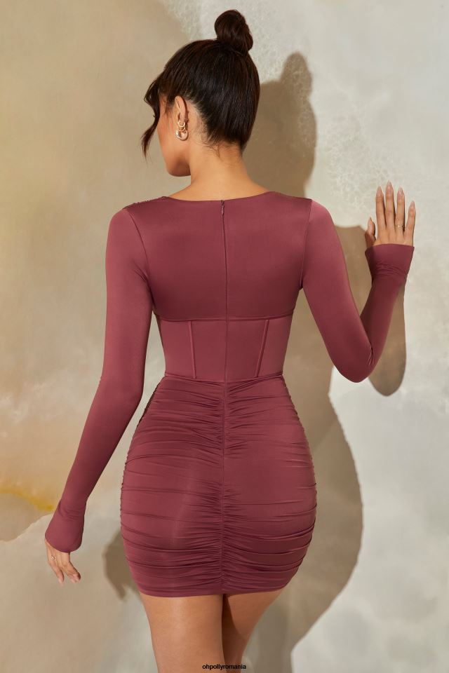 Oh Polly rochie femei della mini rochie corset cu mânecă lungă și decolteu mov închis 6PJ0L373