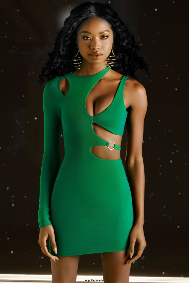 Oh Polly rochie femei intreaba despre mine rochie mini cu decupaj asimetric verde 6PJ0L402