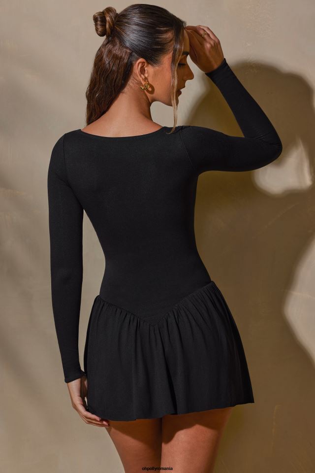 Oh Polly rochie femei keziah rochie mini cu mânecă lungă stratificată negru 6PJ0L126