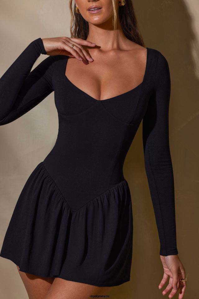 Oh Polly rochie femei keziah rochie mini cu mânecă lungă stratificată negru 6PJ0L126