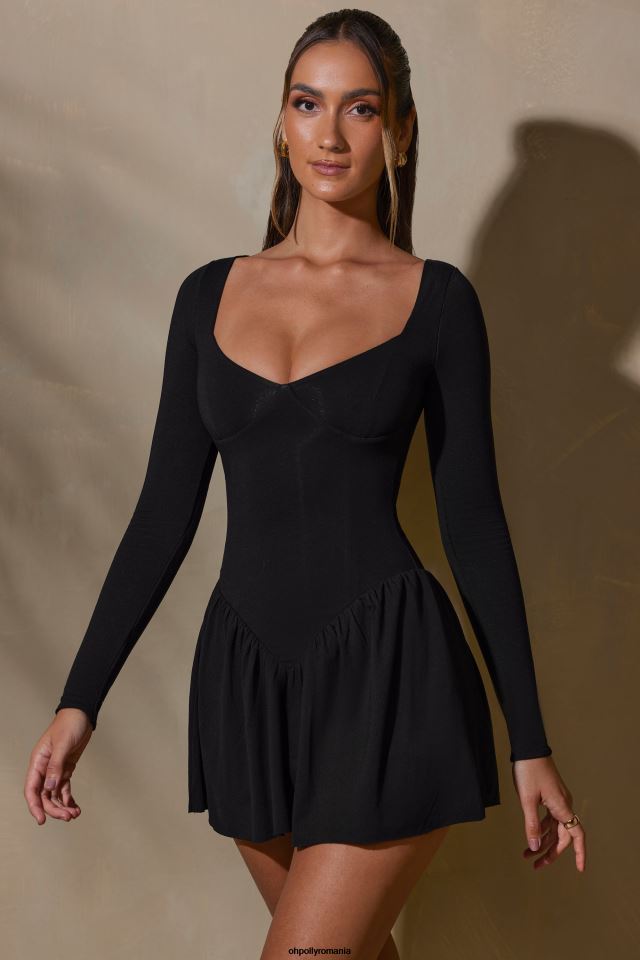 Oh Polly rochie femei keziah rochie mini cu mânecă lungă stratificată negru 6PJ0L126